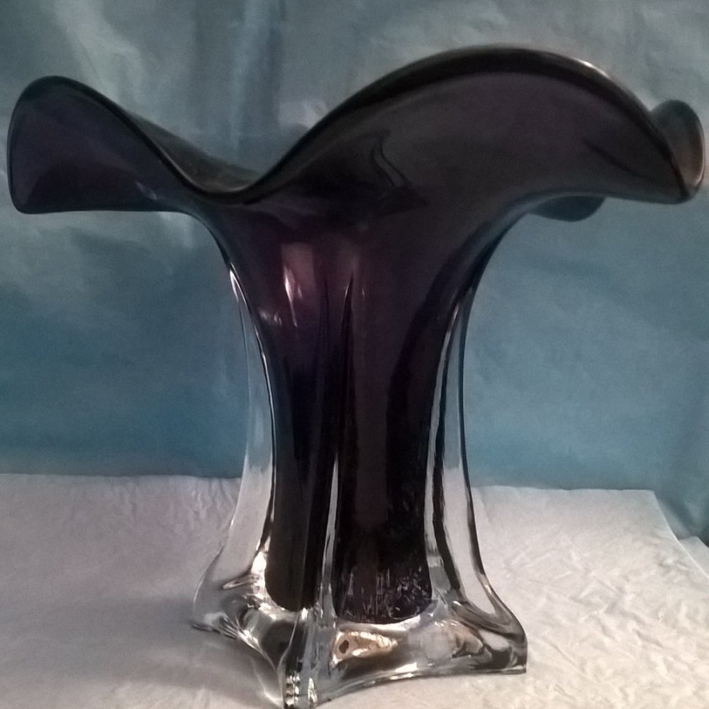 Dark Purple Tulip Petal Glass Vase